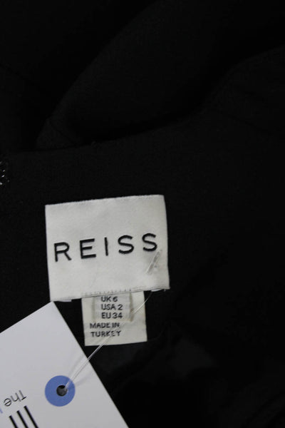 Reiss Womens Sheath Pencil Dress Sleeveless Black Zip Mid-Calf Wool Blend Size 2