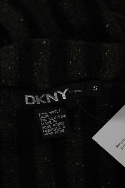 DKNY Womens Flare Trumpet Skirt Long Striped Green Wool Silk Size S