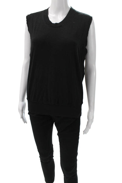 Splendid Women Black Sleeveless Crew Neck Top Solid Size S
