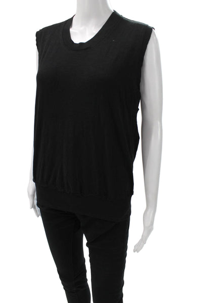 Splendid Women Black Sleeveless Crew Neck Top Solid Size S