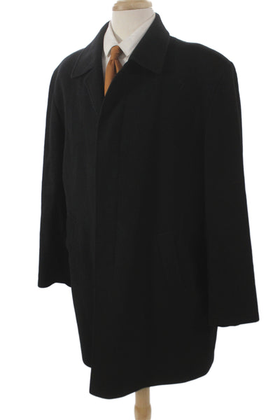 Movimento Mens Black 100% Cashmere Collared Overcoat Solid Fall Size 54