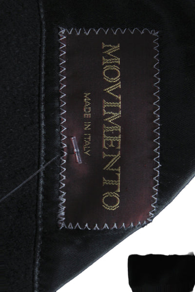 Movimento Mens Black 100% Cashmere Collared Overcoat Solid Fall Size 54