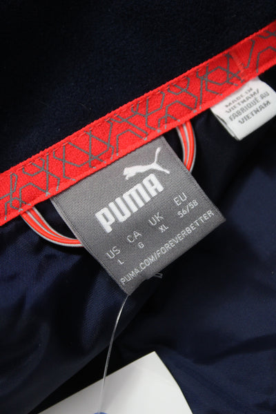 Puma Mens Quilted Puffer Vest Dark Blue Zip High Neck Sports Size XL