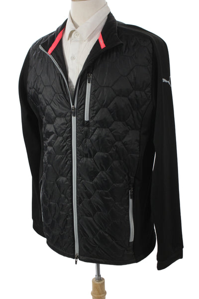 Puma Mens Quilted Windbreaker High Neck Zip Black Size L