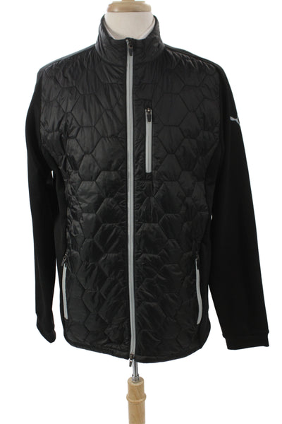 Puma Mens Quilted Windbreaker High Neck Zip Black Size L