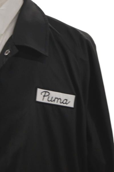 Puma Mens Black Collared Windbreaker Button Front Size 2XL