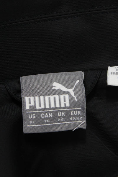 Puma Mens Black Collared Windbreaker Button Front Size 2XL