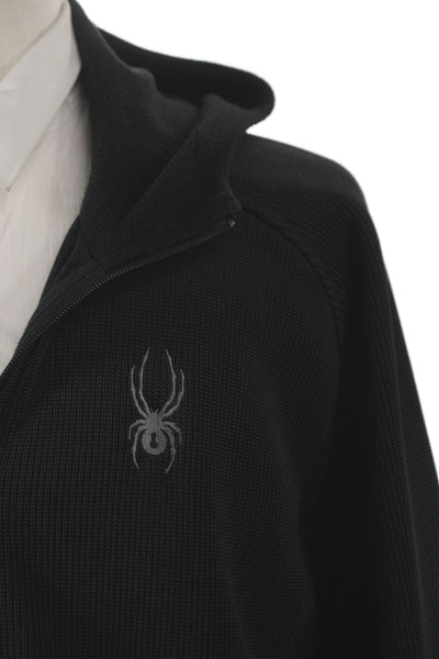 Spyder Mens Full-Zip Hoodie Black 100% Polyester Collared Size 2XL