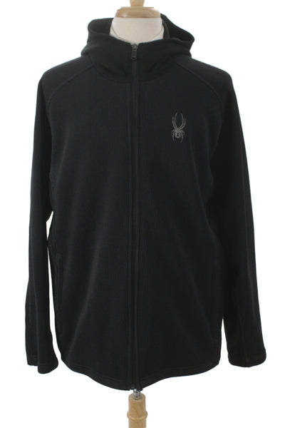 Spyder Mens Full-Zip Hoodie Black 100% Polyester Collared Size 2XL