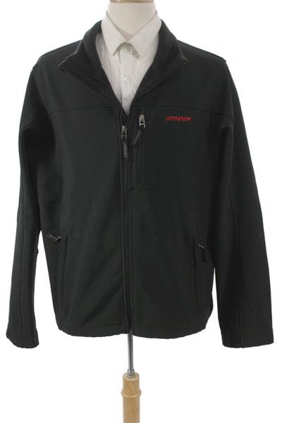 Spyder Mens Military Windbreaker Jacket Black Zip Size XL