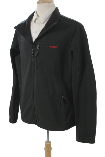 Spyder Mens Military Windbreaker Jacket Black Zip Size XL