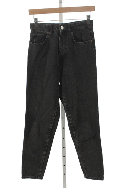 Zara Womens Mom Jeans Black High Rise 100% Cotton Size 2