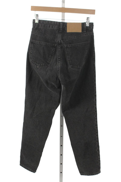 Zara Womens Mom Jeans Black High Rise 100% Cotton Size 2