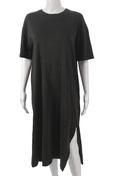 Zara Womens Black T-Shirt Dress Short Sleeve Cotton Midi Size S
