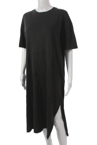 Zara Womens Black T-Shirt Dress Short Sleeve Cotton Midi Size S