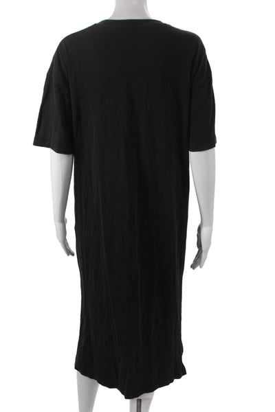 Zara Womens Black T-Shirt Dress Short Sleeve Cotton Midi Size S
