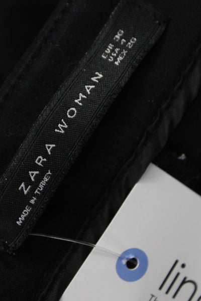 Zara Woman Women Cropped Ankle Dress Pants Black Hook & Eye Size 4