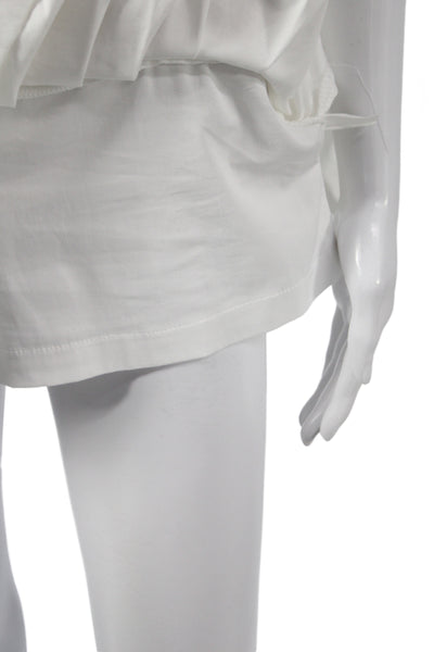 Zara Women Pleated Mini Skort White Cotton Elastane Short Petite Size XS