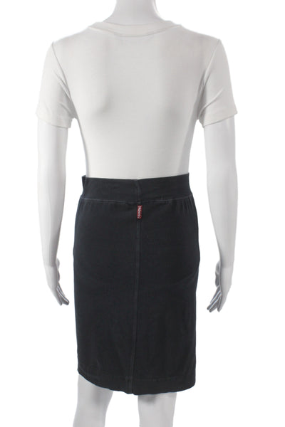 Hard Tail Womens Straight Pencil Skirt Black Cotton Lycra Size S