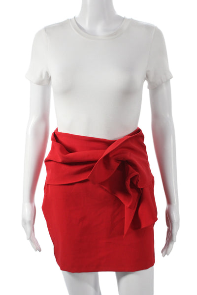 Zara Basic Womens Red Mini Wrap Skirt Cotton Lycra Size S