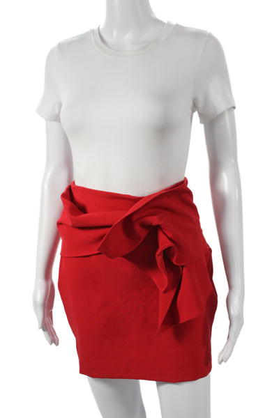 Zara Basic Womens Red Mini Wrap Skirt Cotton Lycra Size S
