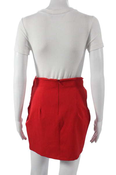 Zara Basic Womens Red Mini Wrap Skirt Cotton Lycra Size S