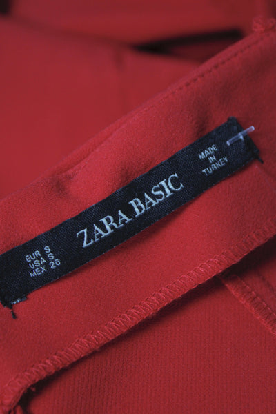 Zara Basic Womens Red Mini Wrap Skirt Cotton Lycra Size S