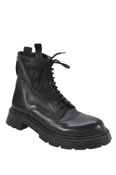 Zara Womens Leather Lace Up Ankle Boots Black Size 40 10