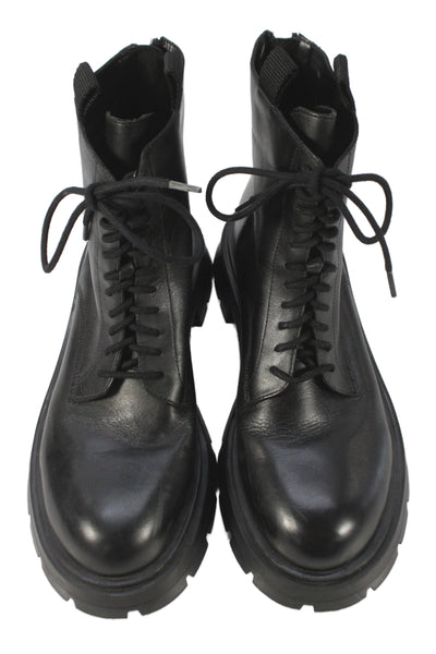 Zara Womens Leather Lace Up Ankle Boots Black Size 40 10