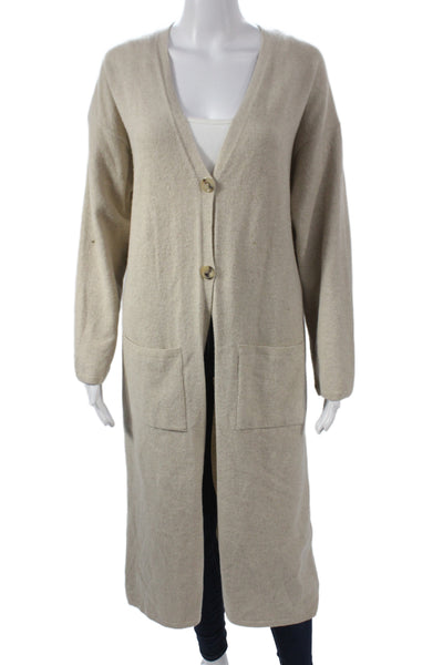 Anine Bing Unisex Beige Wool V-Neck Cardigan Button Long Sleeve Size XS