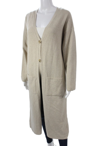 Anine Bing Unisex Beige Wool V-Neck Cardigan Button Long Sleeve Size XS