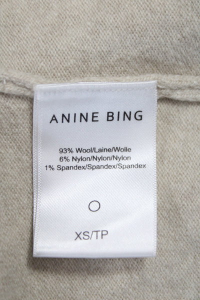 Anine Bing Unisex Beige Wool V-Neck Cardigan Button Long Sleeve Size XS
