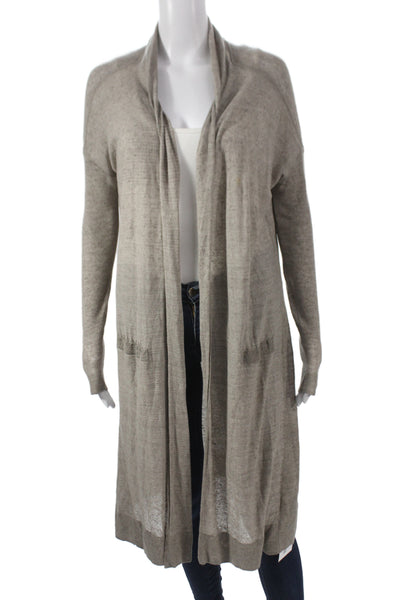 Vince Unisex Cardigan Beige 90% Linen 10% Nylon Long Sleeve Size S