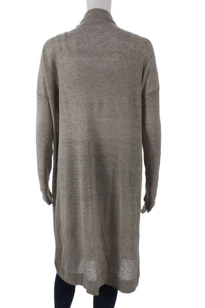 Vince Unisex Cardigan Beige 90% Linen 10% Nylon Long Sleeve Size S
