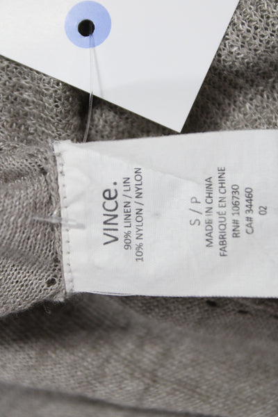 Vince Unisex Cardigan Beige 90% Linen 10% Nylon Long Sleeve Size S