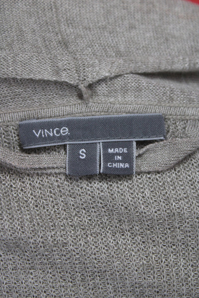 Vince Unisex Cardigan Beige 90% Linen 10% Nylon Long Sleeve Size S