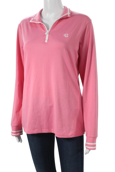 Polo Golf Ralph Lauren Women Pink Collared Zip Polo Jersey Long Sleeve Size L