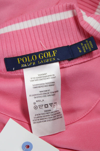 Polo Golf Ralph Lauren Women Pink Collared Zip Polo Jersey Long Sleeve Size L