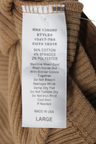 Project Social T Unisex Henley Mock Neck Pullover Brown Long Sleeve Size L