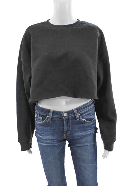 We Wore What Women Black Grunge Sweatshirt Crew Neck Long Sleeve Size L