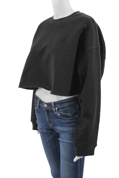 We Wore What Women Black Grunge Sweatshirt Crew Neck Long Sleeve Size L