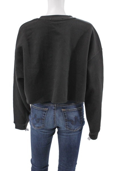 We Wore What Women Black Grunge Sweatshirt Crew Neck Long Sleeve Size L