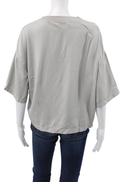 Stateside Women Cropped Gray Short Sleeve Crew Neck T-Shirt Size L
