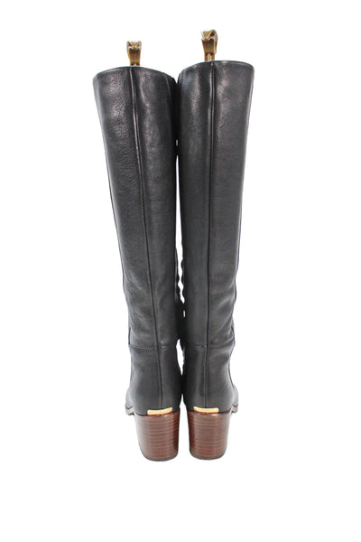 Kate Spade New York Womens Side Zip Block Heel Knee High Boots Black Size 6.5