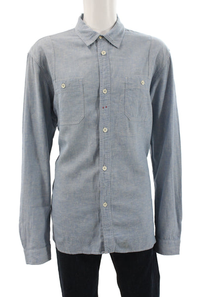 Scotch & Soda Mens Linen Button Down Shirt Blue Size Extra Extra Large