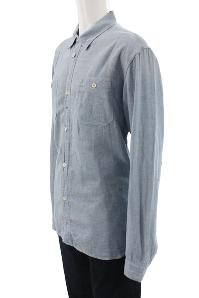 Scotch & Soda Mens Linen Button Down Shirt Blue Size Extra Extra Large