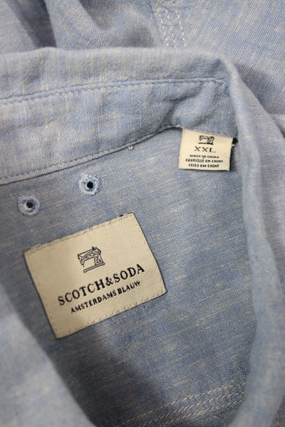 Scotch & Soda Mens Linen Button Down Shirt Blue Size Extra Extra Large