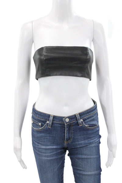 Hours Womens Cropped Biker Sleeveless Black Zip Top 90% Polyester Size S