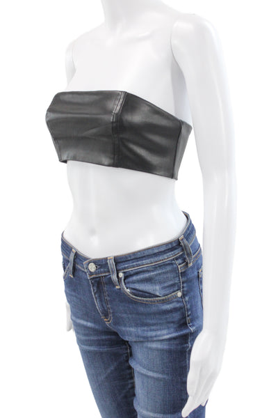 Hours Womens Cropped Biker Sleeveless Black Zip Top 90% Polyester Size S