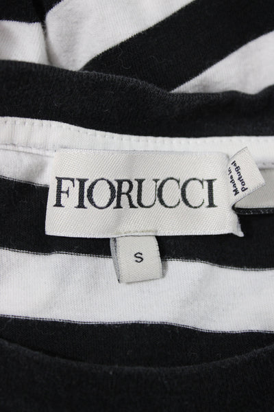 Fiorucci Women Black Striped Cotton Jersey T-Shirt Crewneck Short Sleeve Size S